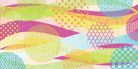 Plakat Vibrant Abstract Japanese Patterned Wave Background Design