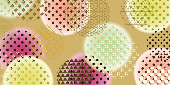 Colorful Abstract Circles with Japanese Geometric Patterns