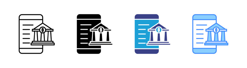 Obraz premium Mobile Banking icon set multiple style collection 
