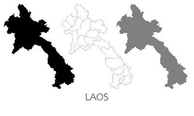 Obraz premium Laos map in high quality (black, white, grey)