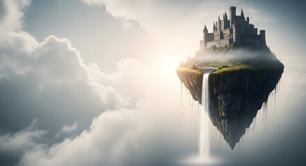 Fototapeta premium Floating Castle Above the Clouds