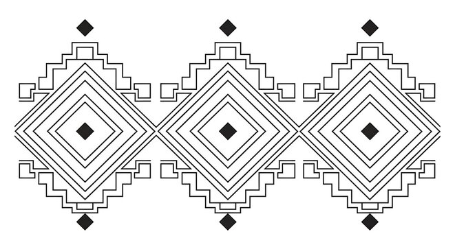 Seamless geometric pattern with aztec and navajo inspired tribal motifs