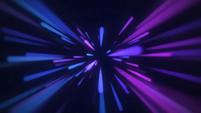Abstract, purple and blue neon light streaks, speed motion effect, futuristic background, technology concept