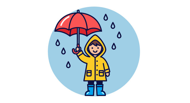 Child Holding Red Umbrella Outdoors.