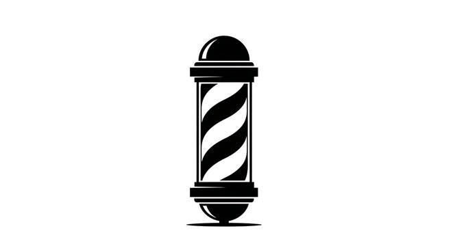 Black and white illustration of a barber pole