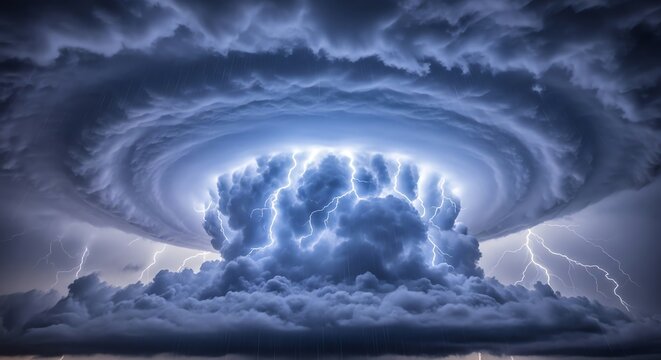 Dramatic Lightning Storm with Massive Cloud Formation and Electric Discharges.