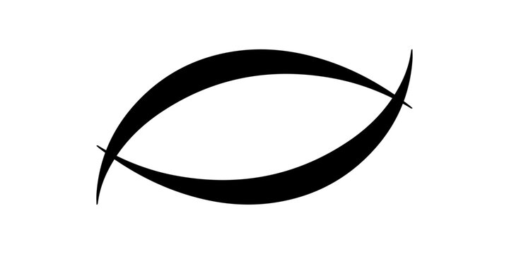 minimal abstract black oval brush stroke shape vector illustration with smooth curved line and modern monochrome geometric design on white background