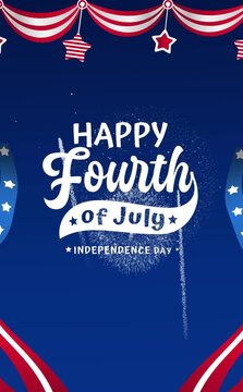4th of july greeting vertical videos for independence day celebration. Suitable for digital marketing, social media, invitations, and festive promotions.