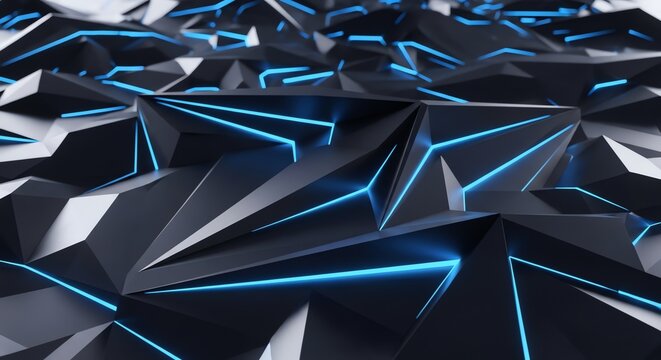 Futuristic Geometric Pattern with Illuminated Triangles and Sharp Edges.