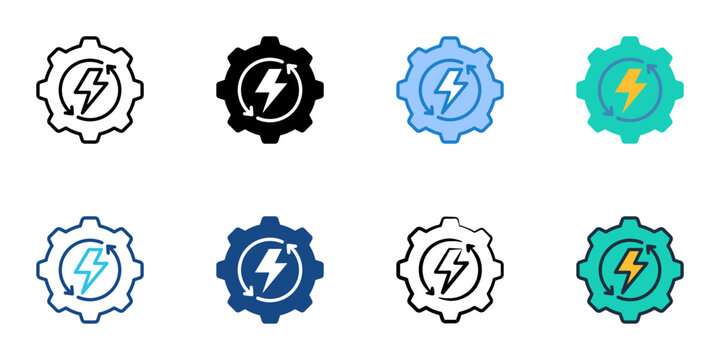 Energy efficient icons set multiple style collection. Editable stroke 
