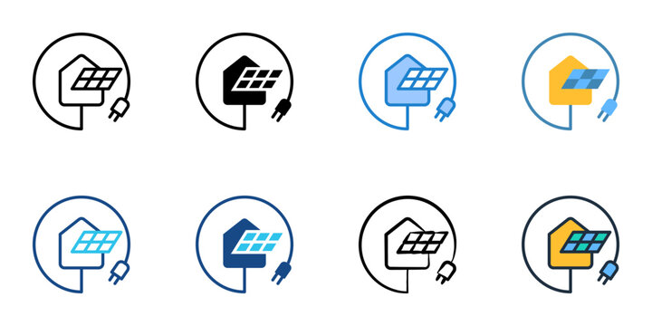 Home grid icons set multiple style collection. Editable stroke 
