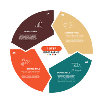 Vector circle venn diagram infographic four steps for business presentations and posters or web. Vector editable infographic.