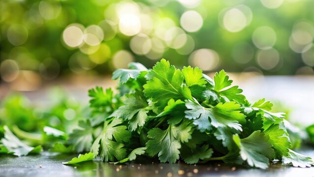 A photo of fresh chopped cilantro on a white background, with vibrant green leaves and a slight crunch visible in the cut stems