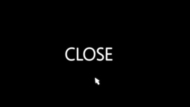 Glowing red close button animation with cursor click effect on black background. Modern UI/UX concept for apps, websites, and digital interfaces.