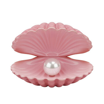 Beautiful shiny pearl inside an open pink seashell