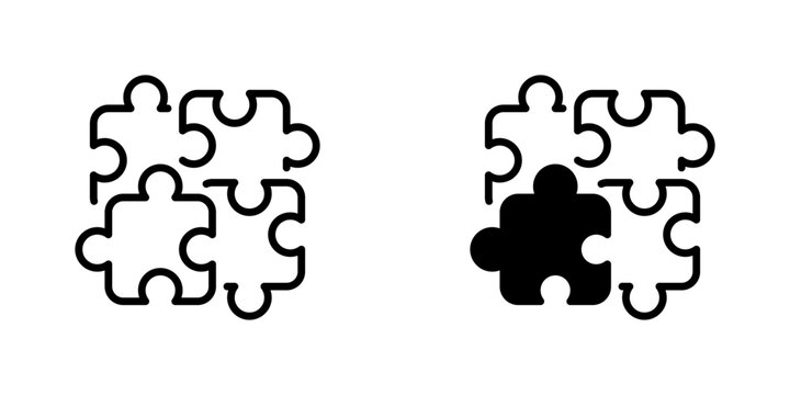 Puzzle Piece Vector Line Icon for Business and Strategy