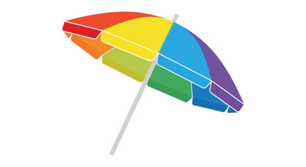 A colorful beach umbrella with a white pole © Jerin