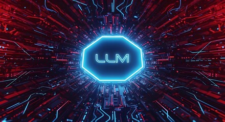 Obraz premium Llm large language model core futuristic digital network ai intelligence concept