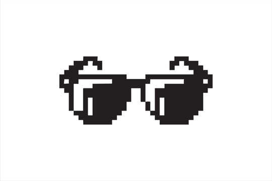 8 bit sunglasses icon, pixel retro glasses for gaming avatars and stickers