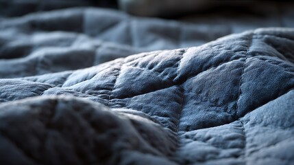 Naklejka premium Close up of soft blue quilted fabric texture.