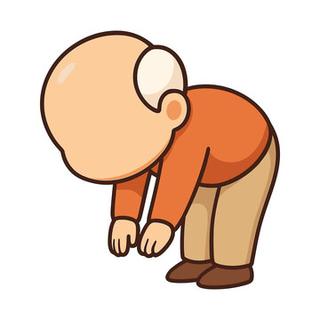 Person bending forward in flat vector style