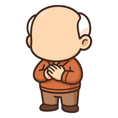 Obraz premium Bald man standing with hands crossed cartoon