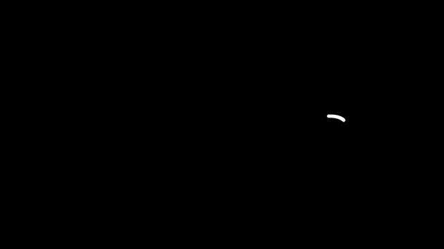 Curved white arrow on black background, dynamic hand drawn style for creative presentations, business direction, and flowchart design.