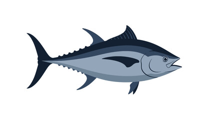 Obraz premium Vivid blue and grey stylized illustration of a powerful tuna fish, a dynamic symbol of marine life and wild ocean ecosystems, perfect for seafood branding and aquatic wildlife design projects
