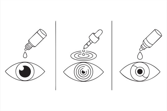 Eye Drop Medical Icons for Vision Care and Ophthalmology Services