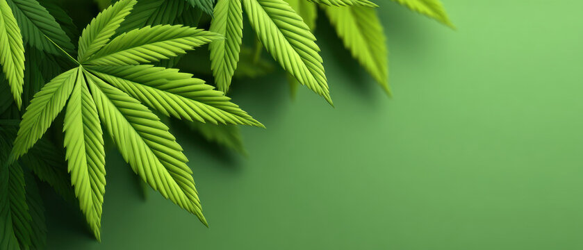 Green leaf banner with natural pattern and smooth background for eco design, fresh botanical texture