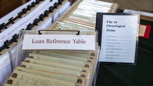 Organized Loan Reference Table with File Labels and Chronological Order Instructions for Efficient Document Management and Retrieval