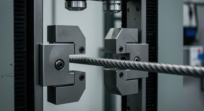 Steel rebar tensile testing machine exerting force for material strength measurement
