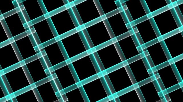 Abstract neon light grid pattern dynamically morphs and weaves futuristic technology background footage clip
