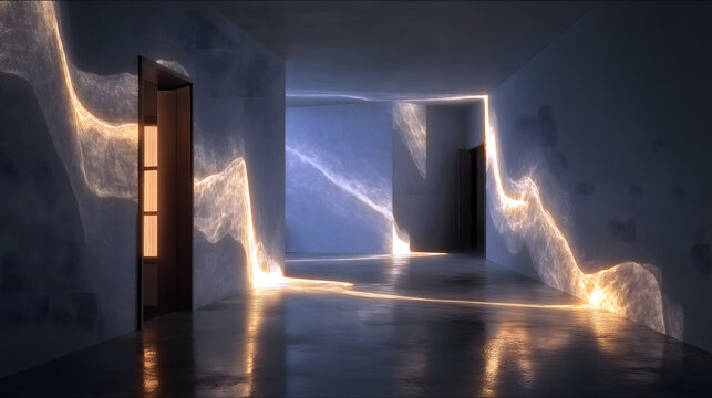 Air Density Illustration, Hyperrealistic Space Ripples, Dust Light and Shadow, Uniform Diffuse Light, Breathing Space, Commercial Use