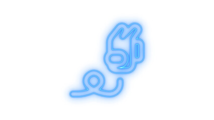 Obraz premium Vibrant blue neon glow icon of a scuba diving mask and snorkel, symbolizing underwater adventure, ocean exploration, marine sports, and aquatic recreation, isolated on transparent background.