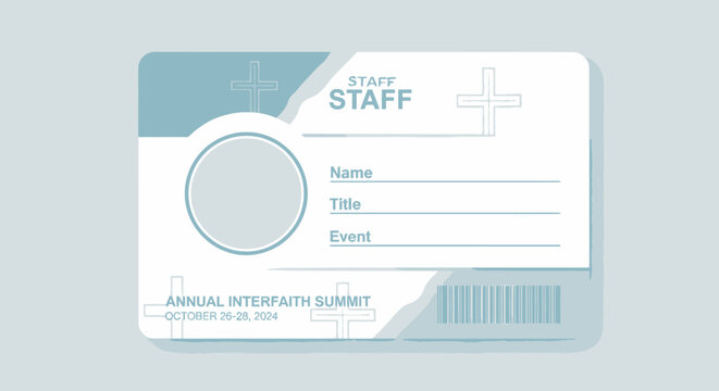 Staff ID badge template with barcode and medical cross symbol
