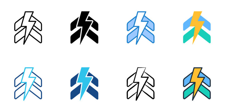 Energy breakthrough icons set multiple style collection. Editable stroke 
