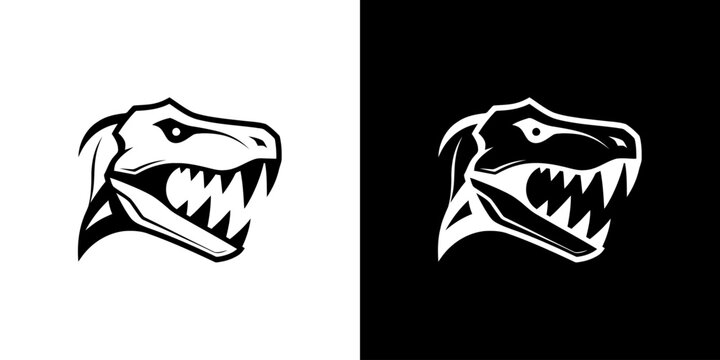 Dinosaur Head Logo Design - Fierce T-Rex Skull Illustration.