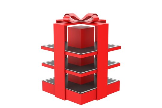 Super Market Display Stand Isolated On White Background. 3d illustration