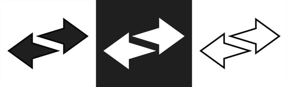 A simple ico of two opposing arrows indicating direction, navigation, switching, and data transfer between two sides. vector illustration