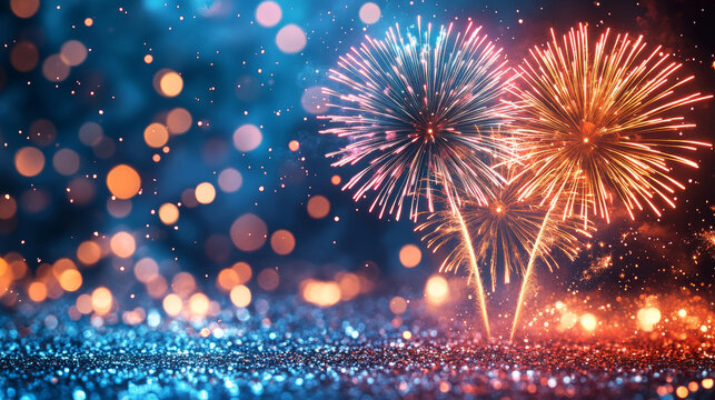 Fireworks blooming in the night sky
