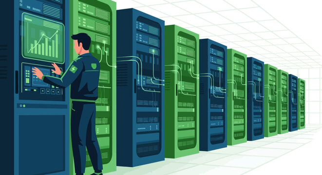 Data Center Server Management with Green Energy Efficient Technology