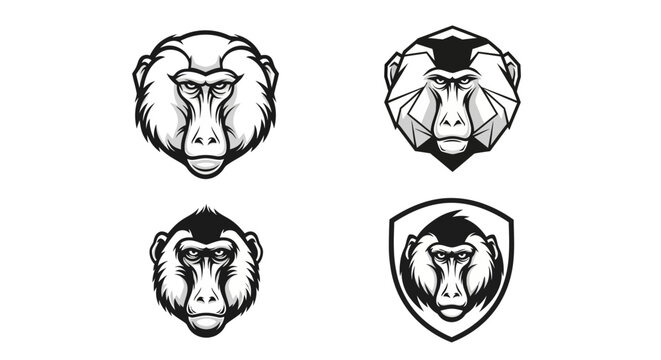 Baboon Head Vector Illustrations - A Collection of Unique Designs.