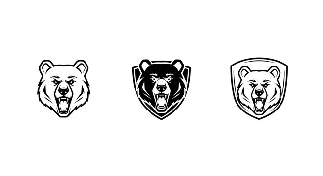 Bear Head Mascot Designs - Aggressive Animal Logos for Sports Teams.