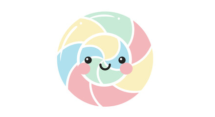 Obraz premium Cute Swirl Lollipop Kawaii Candy Food Illustration with Happy Face