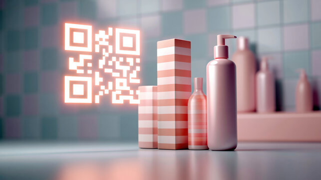 Digital marketing e commerce qr code cosmetic bottle