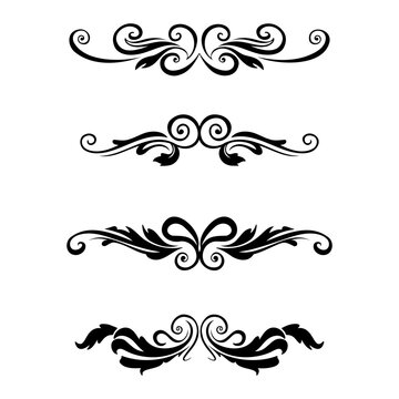 Elegant vintage decorative ornament and divider set for wedding invitation design