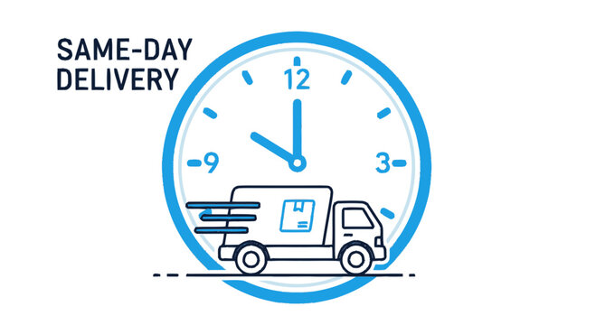 Delivery truck on a clock face.