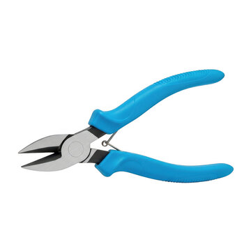 Metal wire cutting pliers with blue ergonomic handles