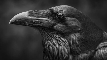 Obraz premium Close Up Portrait of Crow or Raven in Dark Cinematic Lighting